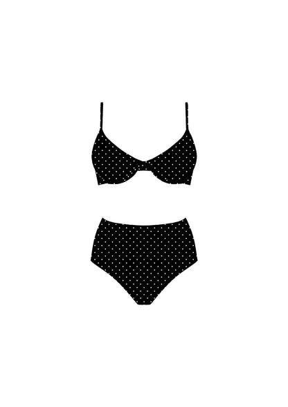 Polka Dot High Waisted Bikini Bottoms
