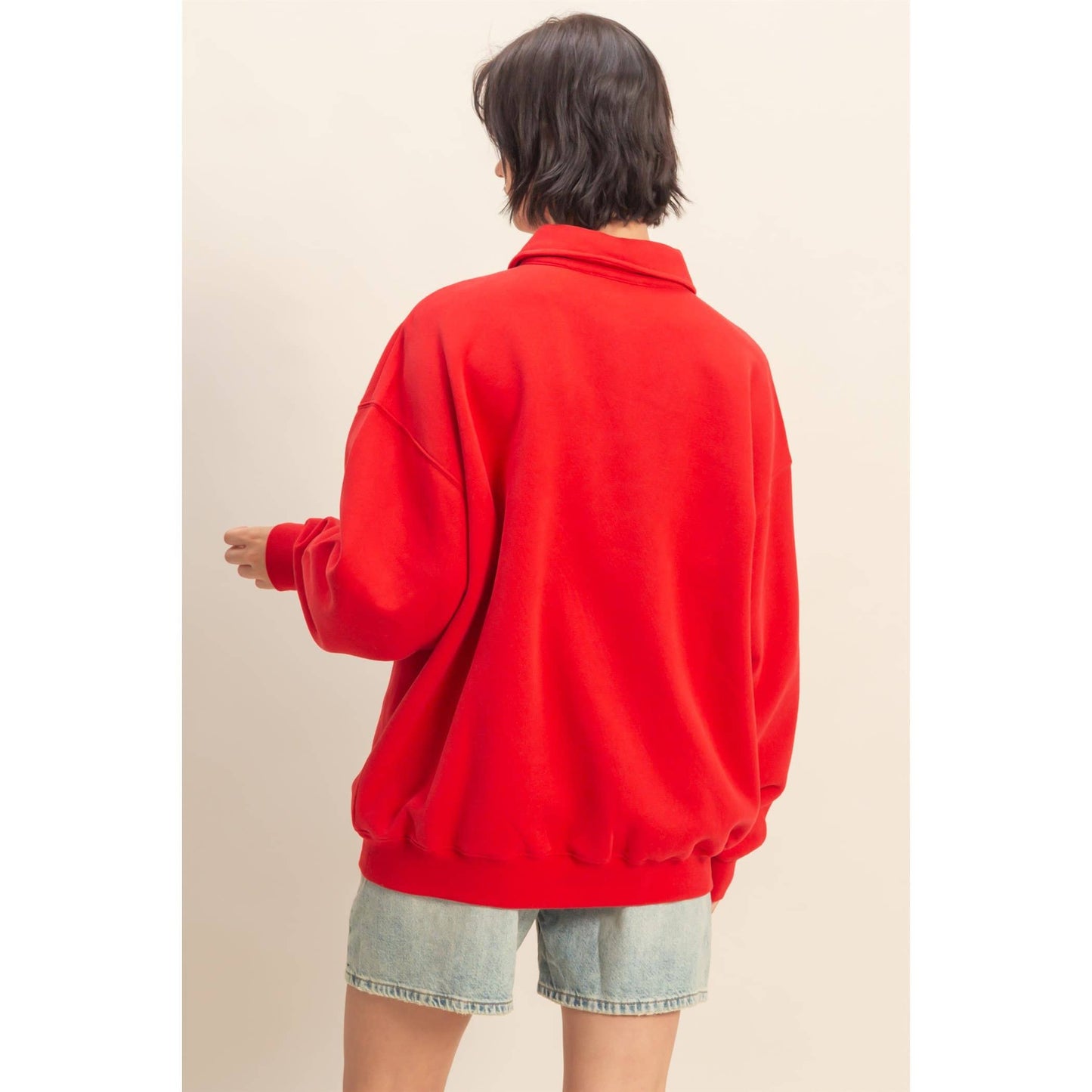 Oversized Collared Pullover Sweatshirt