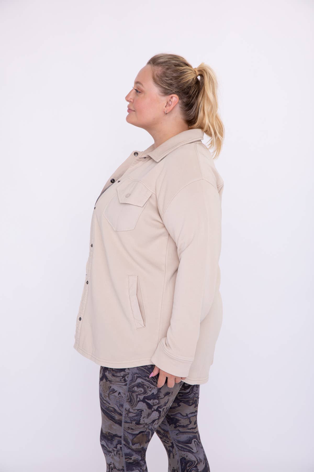 Plus Snap-On Shacket with Pockets