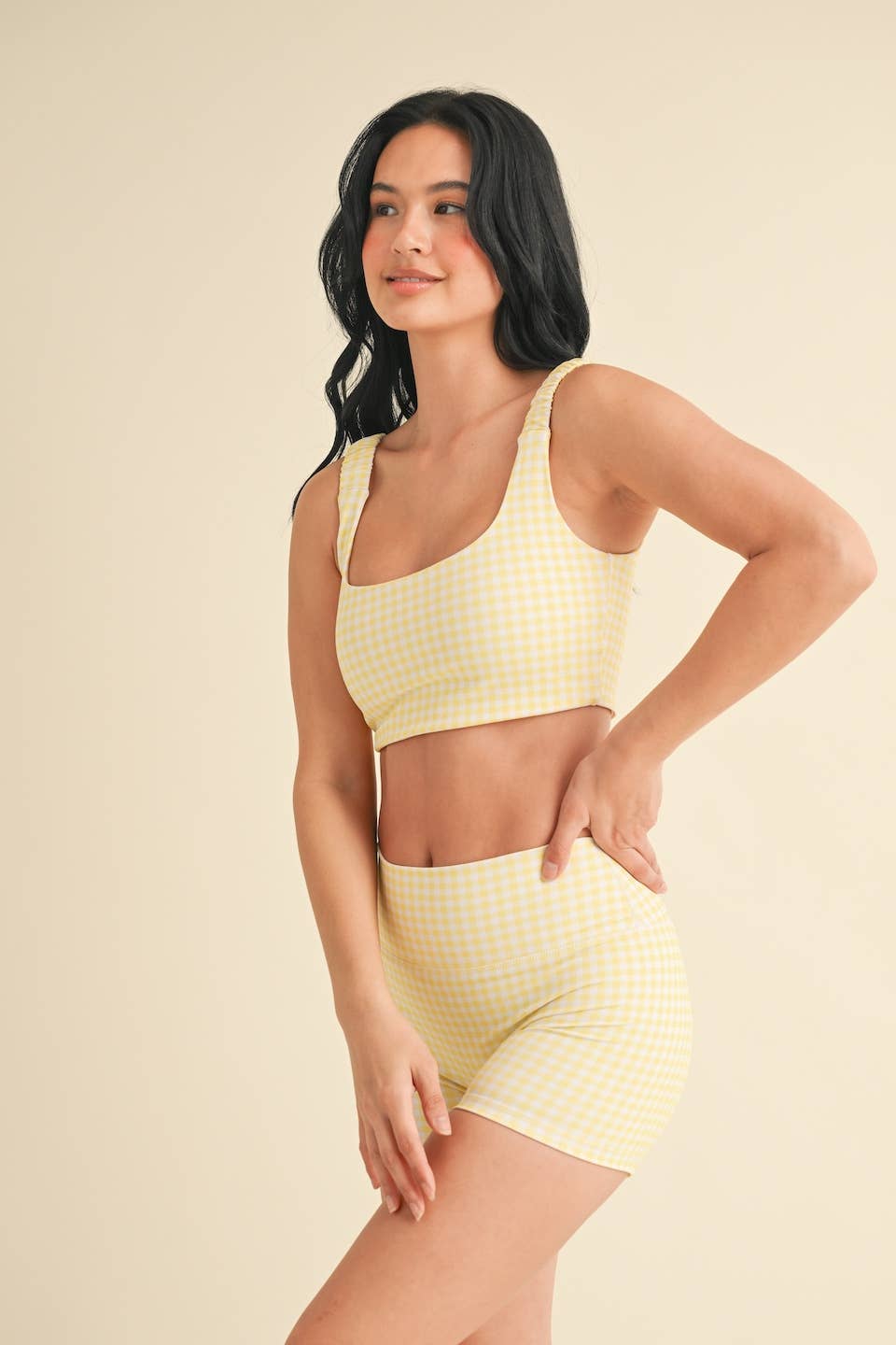 Gingham/Yellow Workout Set