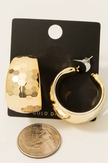 Faceted Wide Hoop Earrings