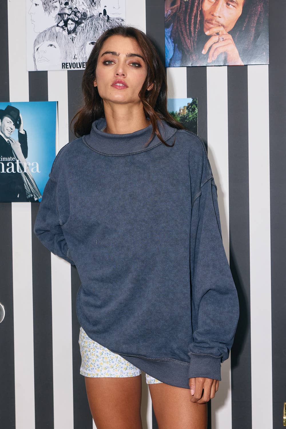 Retro Wash Mock Neck Pullover