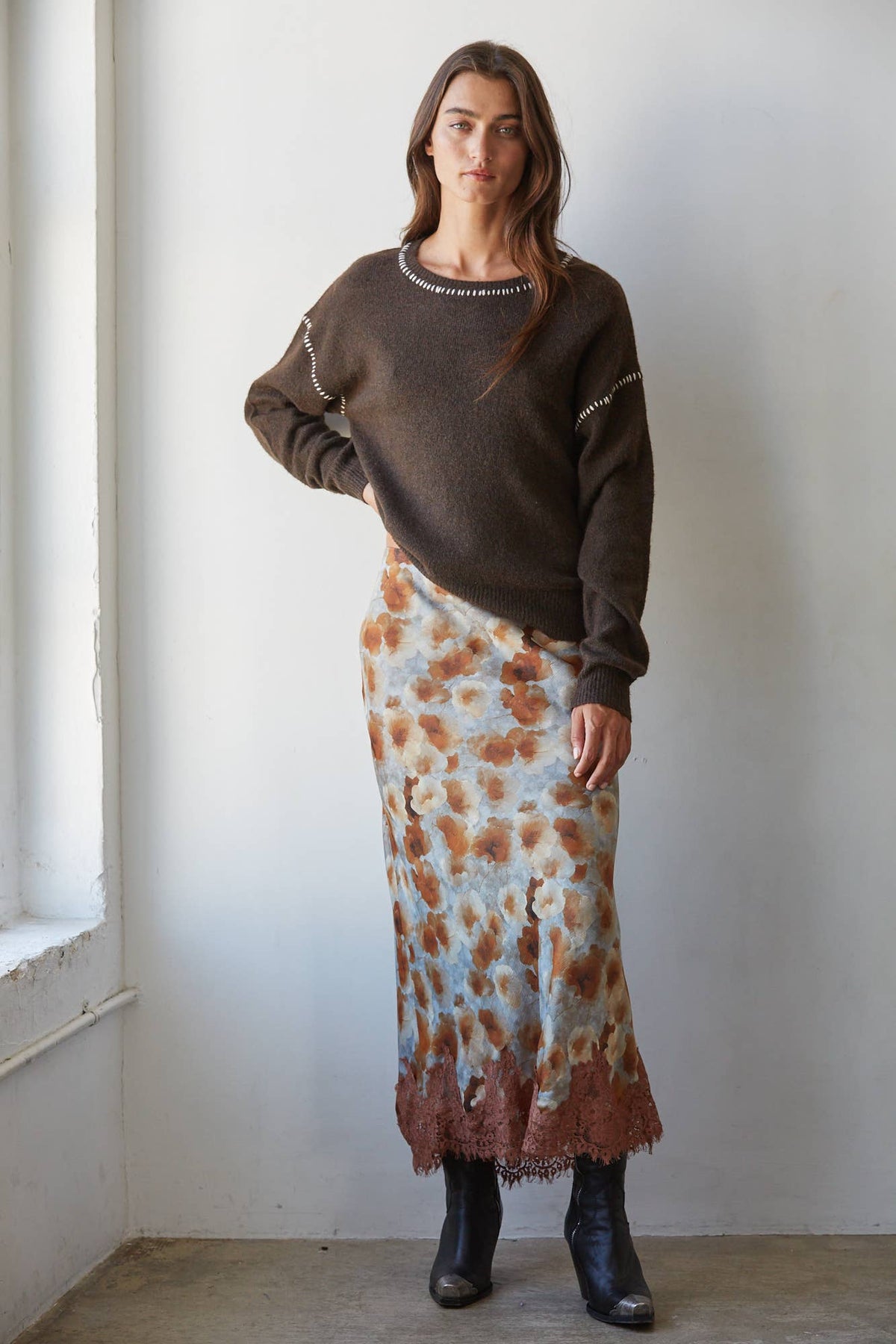 Autumn in Bloom Midi Skirt