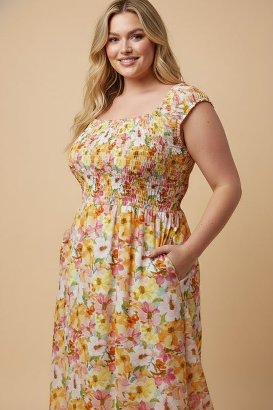 Plus Springy Floral Dress