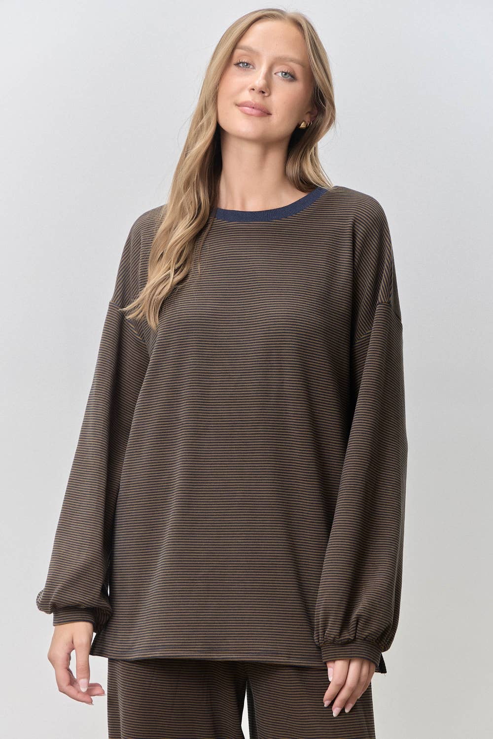 Plus Easygoing Micro-Stripe Top