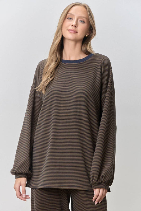 Plus Easygoing Micro-Stripe Top