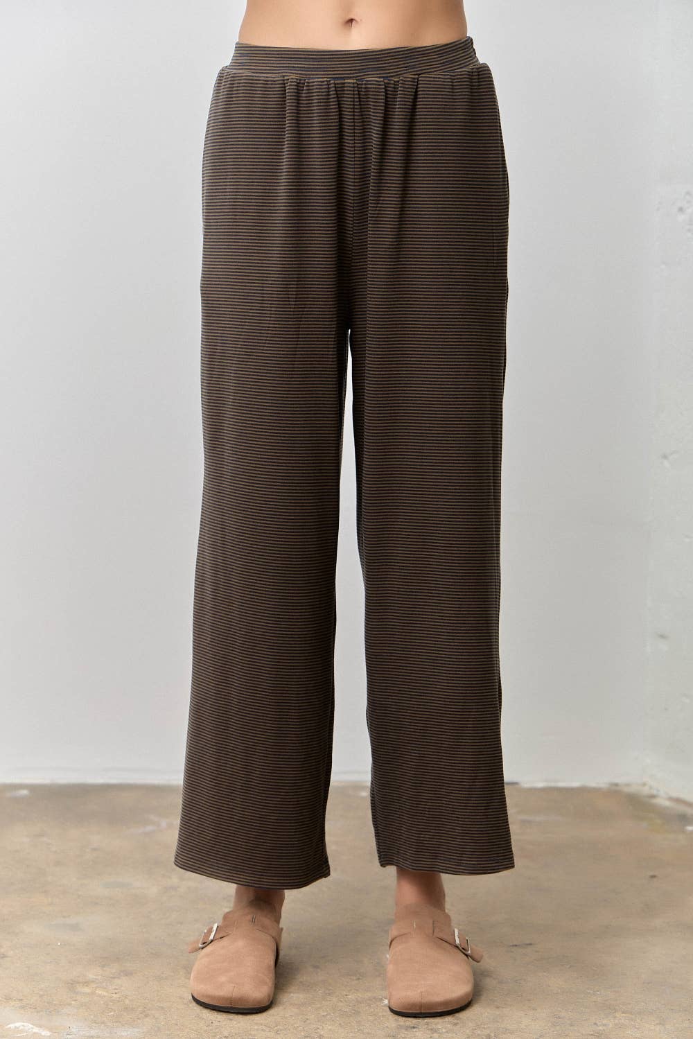 Plus Easygoing Micro-Stripe Pants