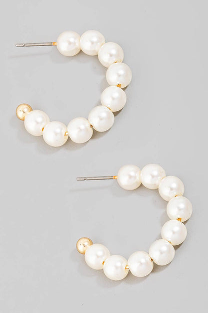 Pearl Beaded Hoop Earrings