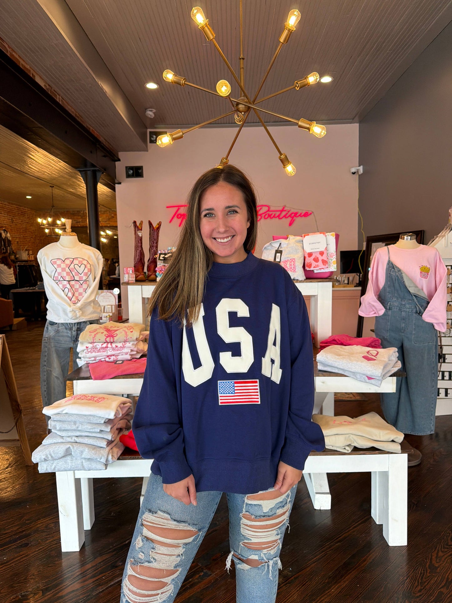 USA Embroidered Mockneck 