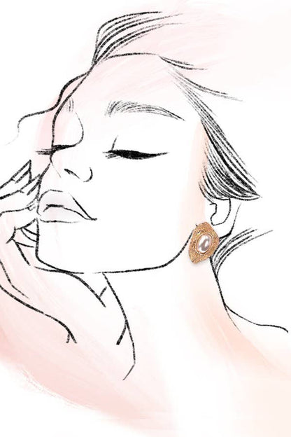 Irregular Shape Pearl Gold Stud Earrings