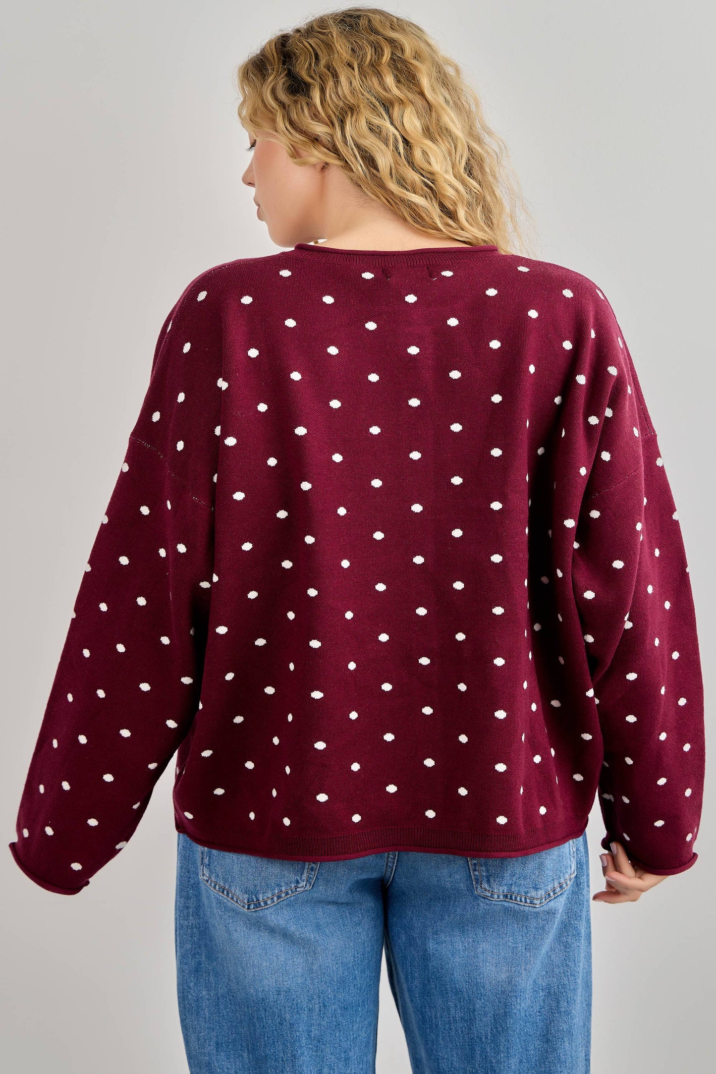 Plus Polka Dot Button-Up Cardigan