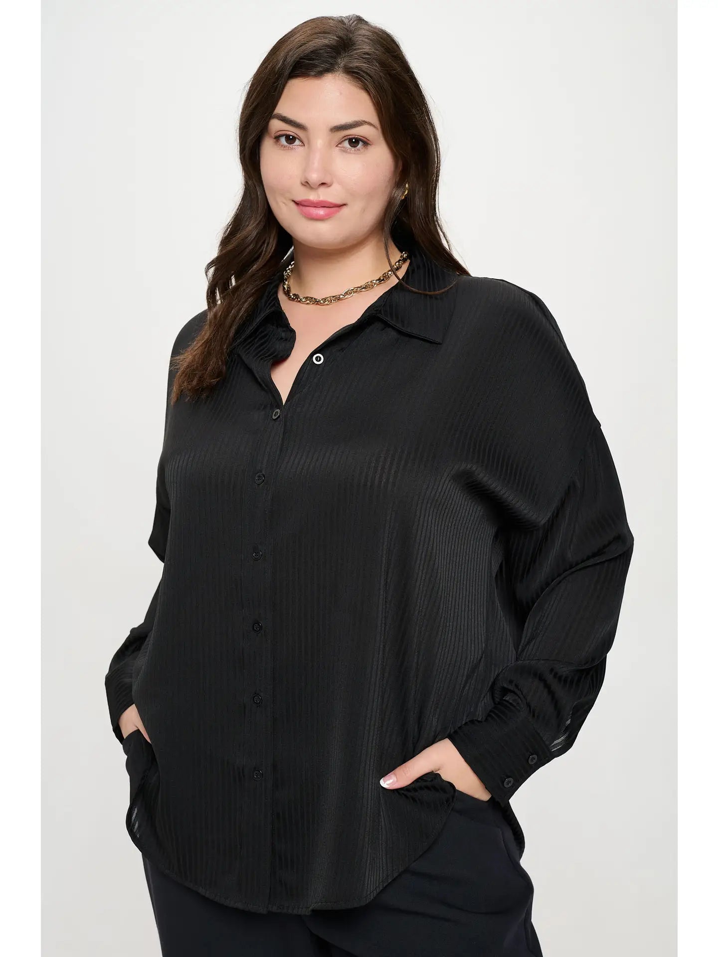 Eden Pinstripe Button-Down Top