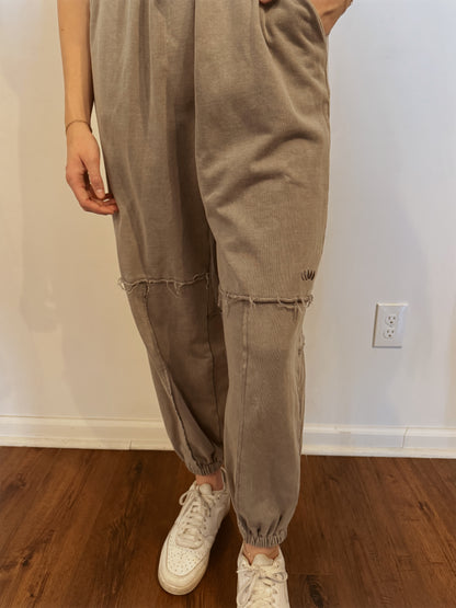 Drawstring Waist Sleeveless Mineral Washed Jumpsuit