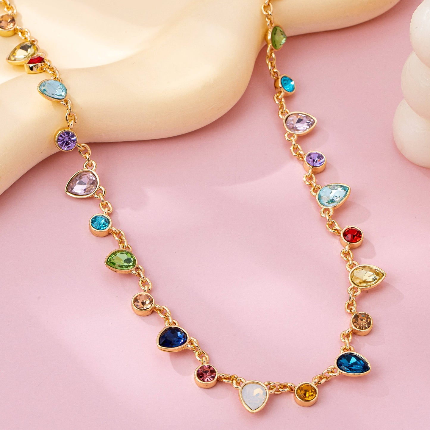 Rainbow Gleam Teardrop Necklace