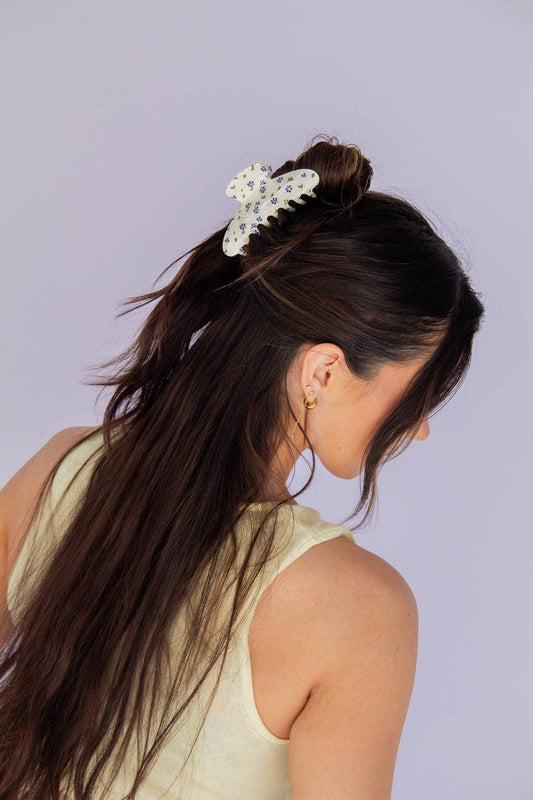 Dainty Blue Floral Claw Clip