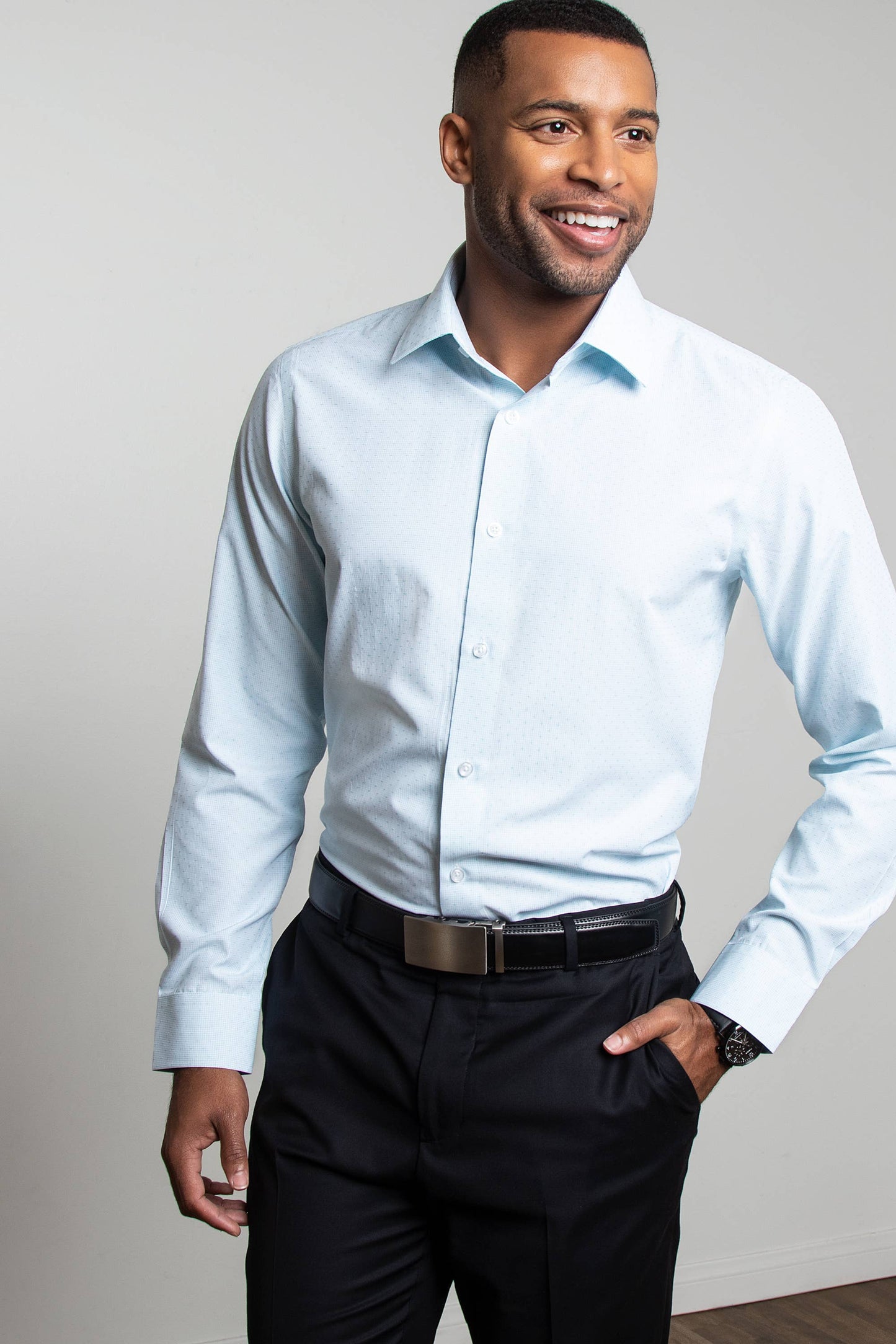 Evan Slim Fit Aqua Blue Men's Dress Shirt