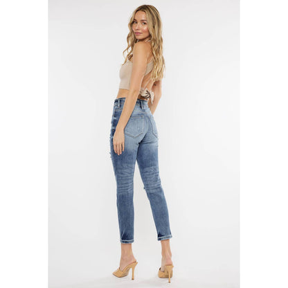 High Rise Distressed Mom Jeans | Medium Wash