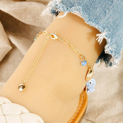Fish, Pearl, And Sea Life Anklet