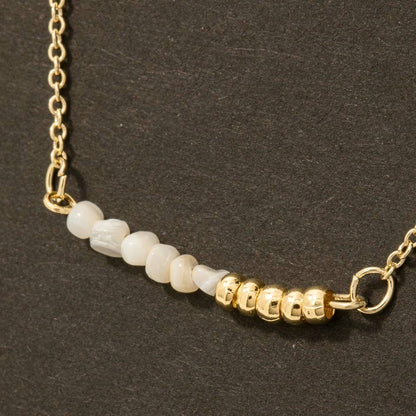 Half Stone Beads Bar Pendant Necklace