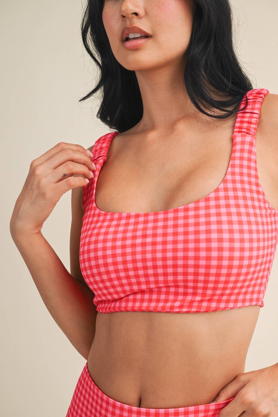 Gingham Ruched Bra