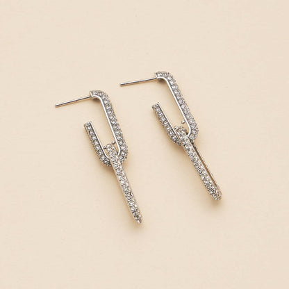 Linked 18K Gold Dip CZ Dangling Earrings