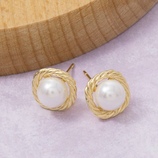 Secret Box Gold Dipped Pearl Stud Earrings
