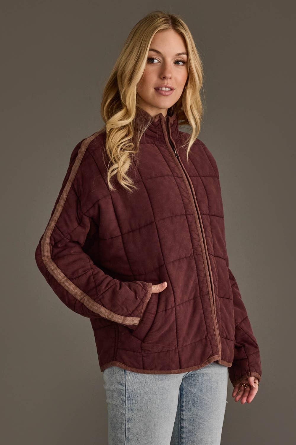 Burgundy Soft Quilted Jacket