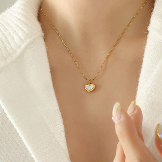 18K Gold Stainless Steel Heart Shell Necklace