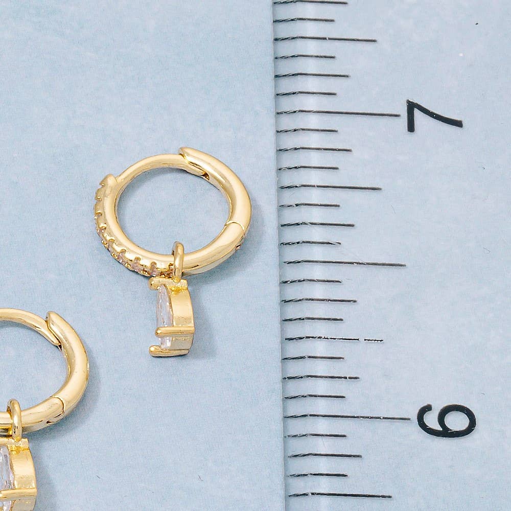 Gold Dipped Pave And Tear Gem Hoop Earrings
