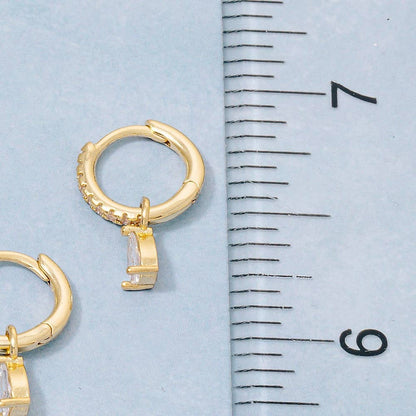 Gold Dipped Pave And Tear Gem Hoop Earrings