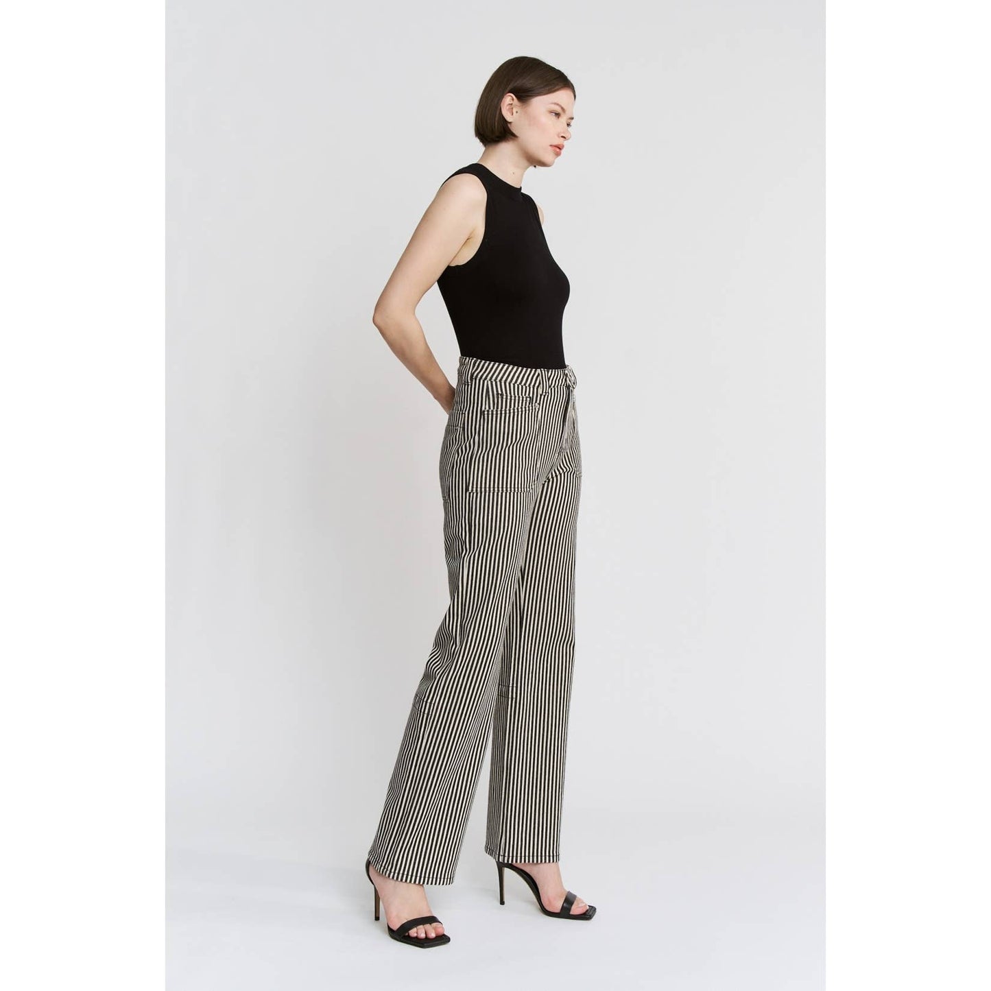 Loose Fit Straight Striped Jeans | MICA