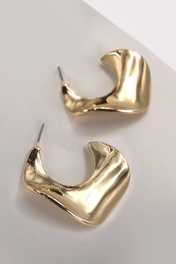 Classic Wavy Swirl Moon Hoop Earrings