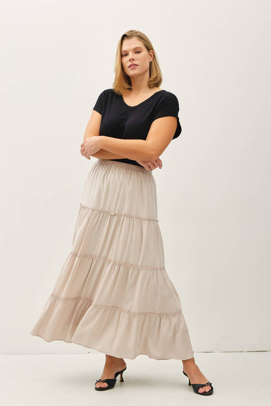 Plus Tiered Maxi Skirt