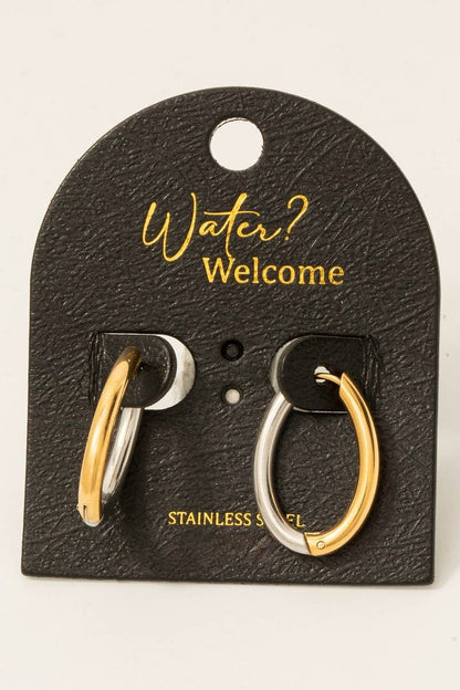 Two-Tone Oval Tube Hoop Earrings