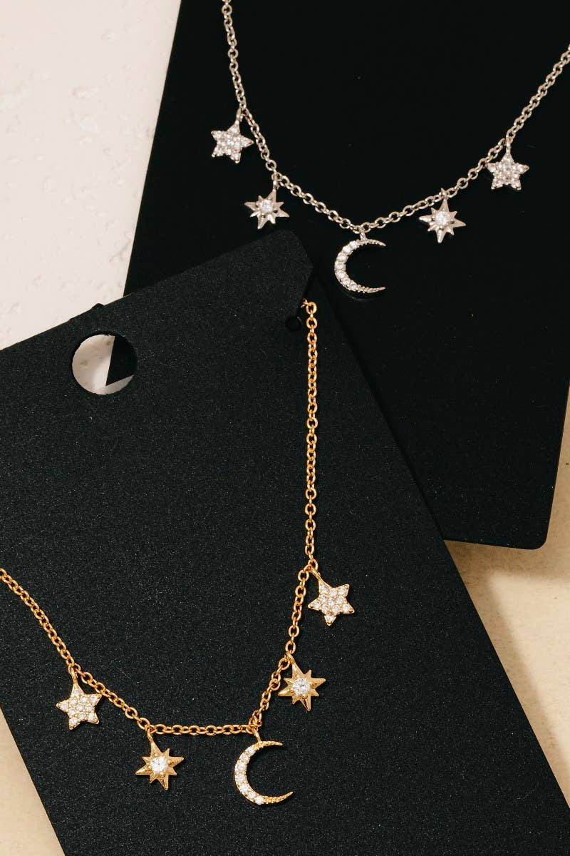 Star And Moon Charms Necklace