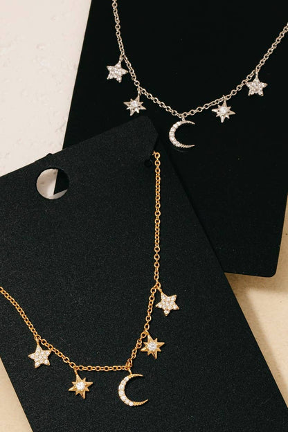 Star And Moon Charms Necklace