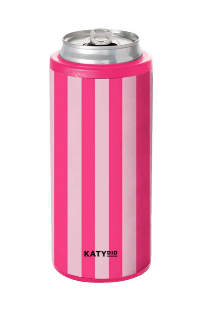 Pink and Hot Pink Striped Slim Can Cooler