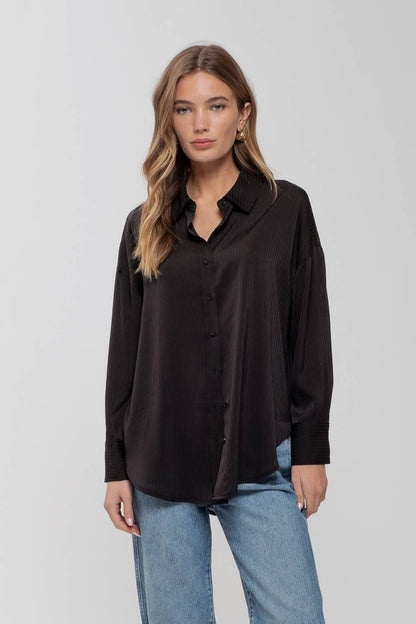 Eden Pinstripe Button-Down Top