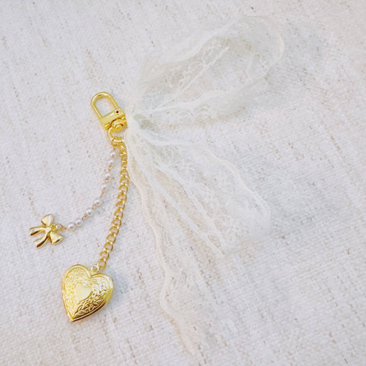 Lace & Love Heart Bag Charm