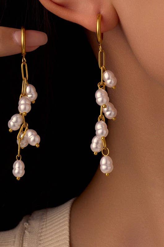 Golden Grace Pearl Drop Earrings