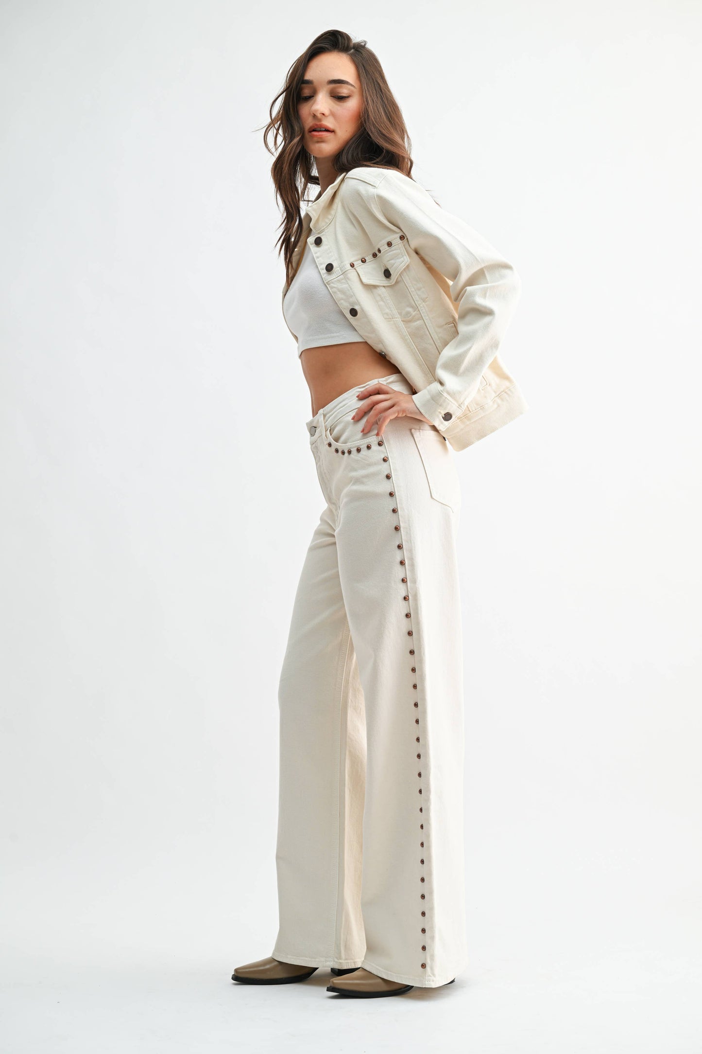 High Rise Studded Palazzo Wide Leg | JBD