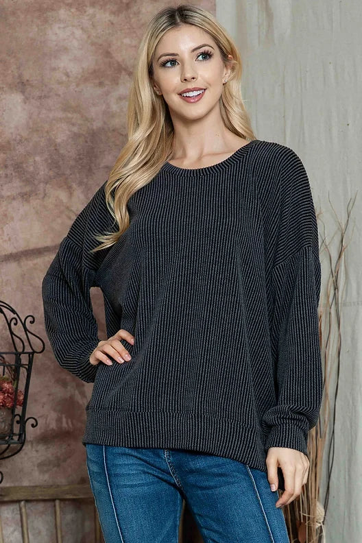 Wave Rib Oversized Sweatshirt | Choose Color