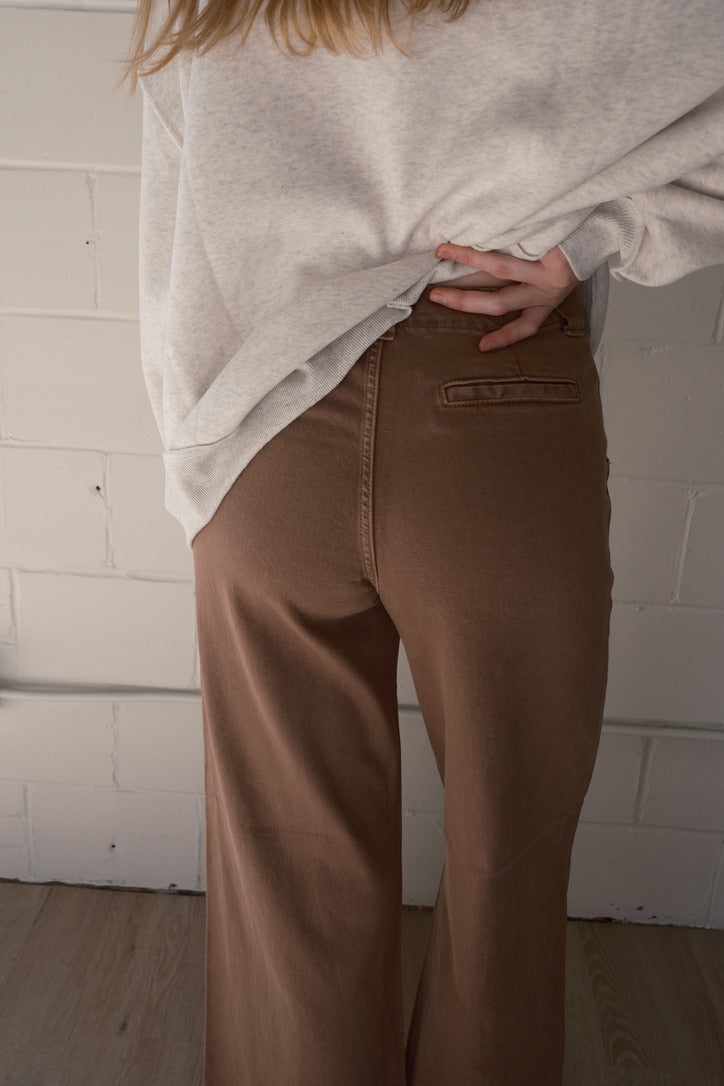 Patch Pocket Wide Leg Flare - Vintage Brown | JBD
