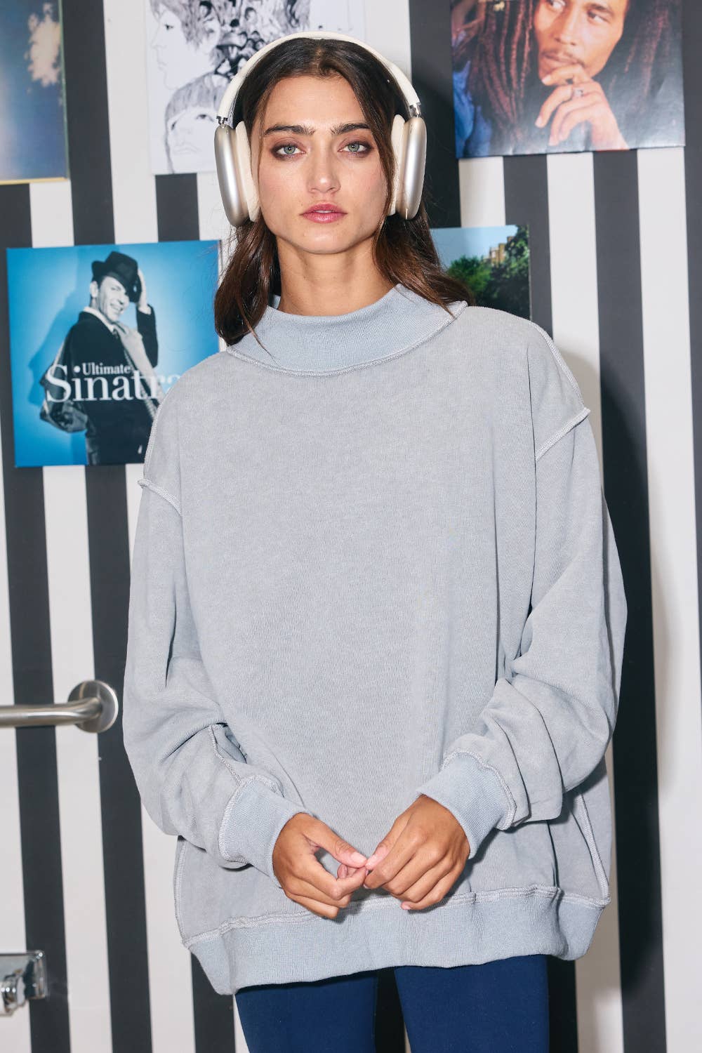 Retro Wash Mock Neck Pullover