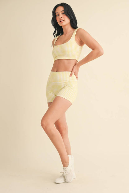 Gingham/Yellow Workout Set