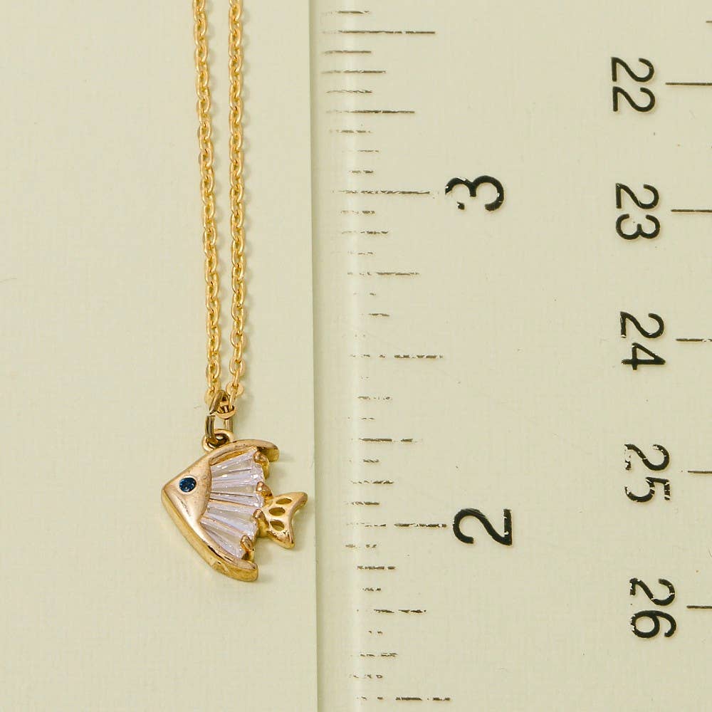 Golden Catch CZ Fish Necklace