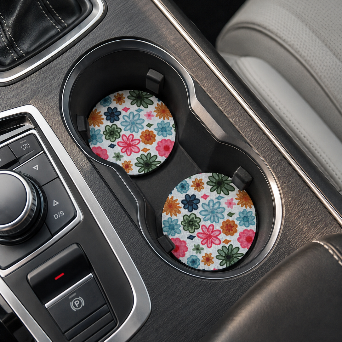 Car Cupholder Coasters - Strawberry Fields