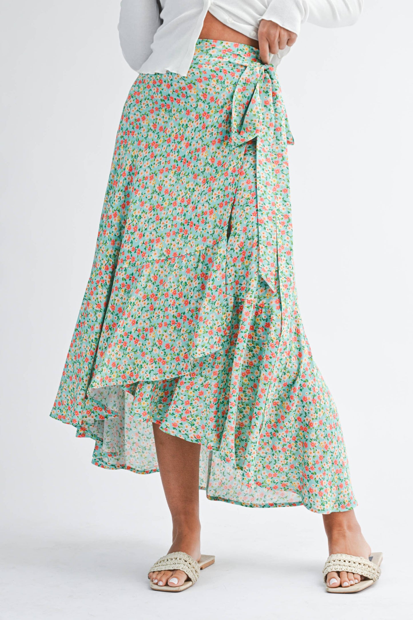 Wildflower Wrap Midi Skirt