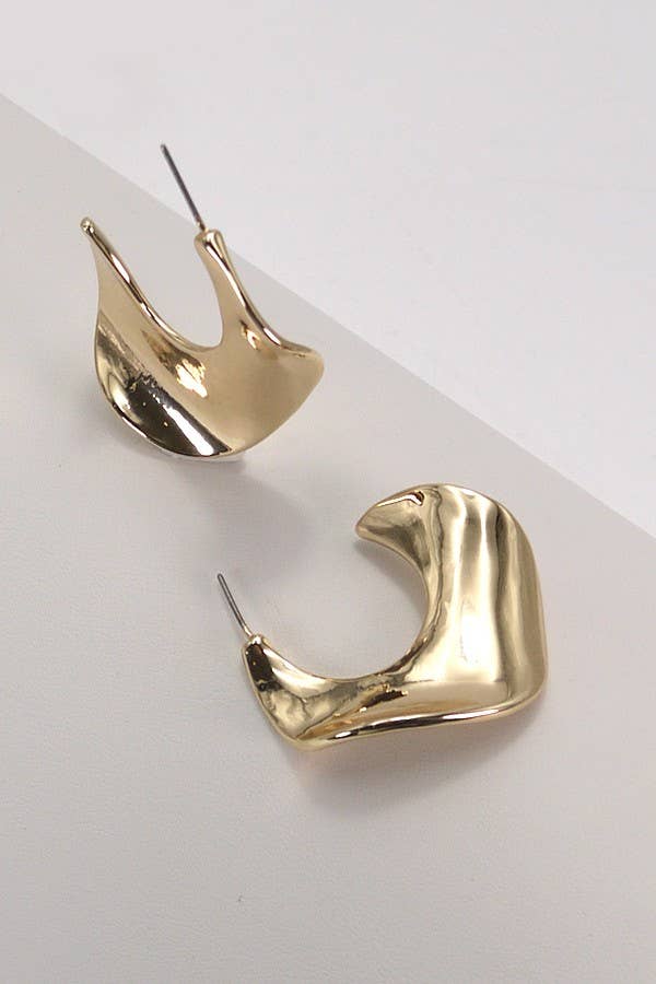 Classic Wavy Swirl Moon Hoop Earrings