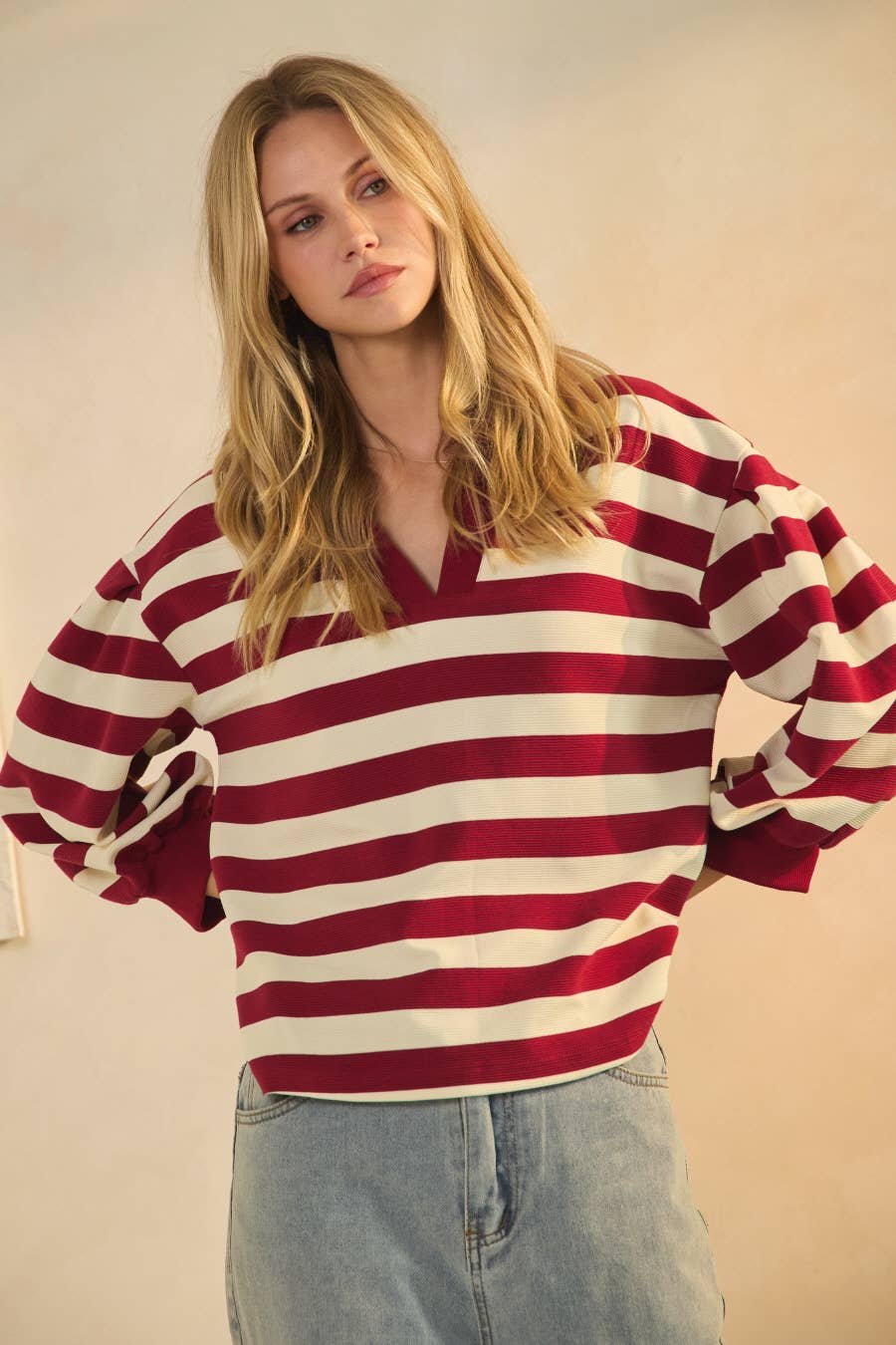 Plus Striped Ottoman Pullover